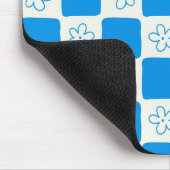 Preppy Blue Flower geruit patroon Muismat (Hoek)