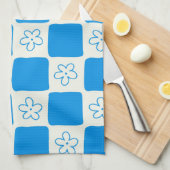Preppy Blue Flower geruit patroon Theedoek (Quarter Fold)