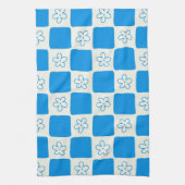 Preppy Blue Flower geruit patroon Theedoek (Verticaal)