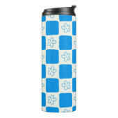 Preppy Blue Flower geruit patroon Thermosbeker (Gedraaid links)