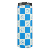 Preppy Blue Flower geruit patroon Thermosbeker (Achterkant)