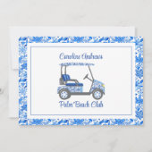 Preppy Blue Flowers Palm Beach Golf Cart Bedankkaart (Voorkant)