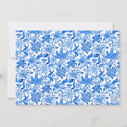 Preppy Blue Flowers Palm Beach Golf Cart Bedankkaart (Achterkant)