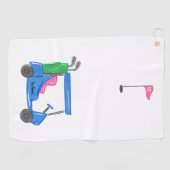 Preppy Blue, gepersonaliseerd Golf Cart Golf Towel Golfhanddoek (Horizontaal)
