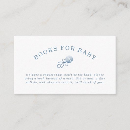 Preppy Blue Gingham Boy Baby shower Boeken voor Ba Informatiekaartje (Voorkant)