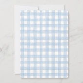 Preppy Blue Gingham Pumpkin Boy Baby shower Party Kaart (Achterkant)