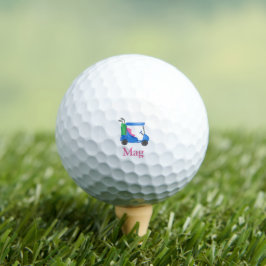 Preppy Blue Golf Cart gepersonaliseerd Golfballen