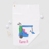 Preppy Blue Golf Cart gepersonaliseerd Golfhanddoek (Insitu)