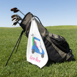 Preppy Blue Golf Cart gepersonaliseerd Golfhanddoek