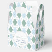 Preppy Blue Golf Diamond Print Baby Boy Shower Bedankdoosjes (Open)