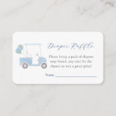 Preppy Blue Golfkar Luier Raffle Baby shower Informatiekaartje (Voorkant)