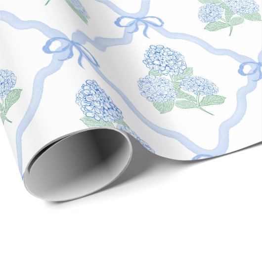 Preppy Blue Green Hydrangeas Cadeaupapier (Rol Hoek)