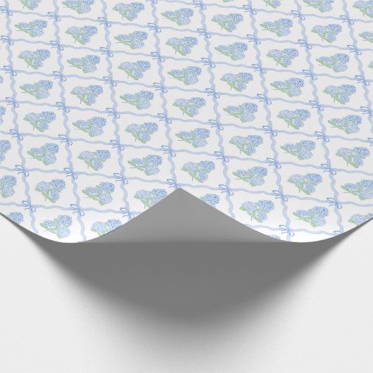 Preppy Blue Green Hydrangeas Cadeaupapier (Hoek)