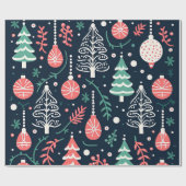 Preppy Blue Holiday Print Kerstmis Cadeaupapier (Vlak)