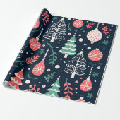 Preppy Blue Holiday Print Kerstmis Cadeaupapier (Uitgerold)