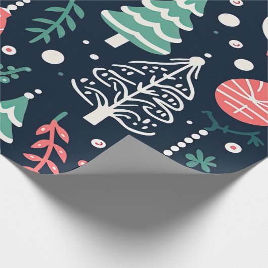 Preppy Blue Holiday Print Kerstmis Cadeaupapier (Hoek)