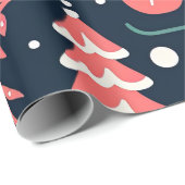 Preppy Blue Holiday Print Kerstmis Cadeaupapier (Rol Hoek)