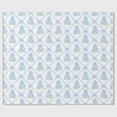 Preppy Blue Hydrangea with Blue Bow Trellis Cadeaupapier (Vlak)
