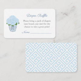 Preppy Blue Hydrangeas Luier Raffle Baby shower Informatiekaartje