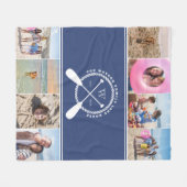 Preppy Blue Lake House Monogram Foto Collage Fleece Deken (Voorkant (Horizontaal))