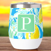 Preppy Blue Lemon Pattern Initiaal
