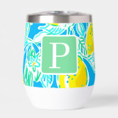 Preppy Blue Lemon Pattern Initiaal (Voorkant)