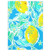 Preppy Blue Lemon Pattern Initiaal Klembord (Achterkant)