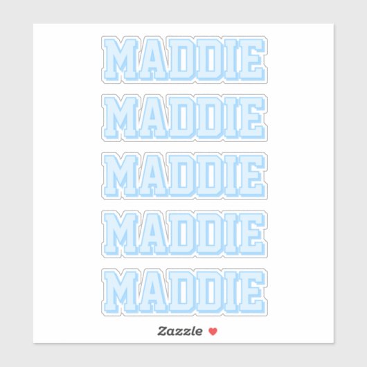 Preppy Blue-naam Sticker (Vel)