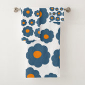 Preppy Blue Oranje Hippie Flower Pattern Bad Handdoek (Insitu)