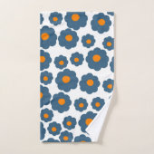 Preppy Blue Oranje Hippie Flower Pattern Bad Handdoek (Handdoek)