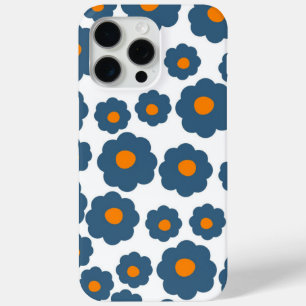 Preppy Blue Oranje Hippie Flower Pattern iPhone 15 Pro Max Hoesje