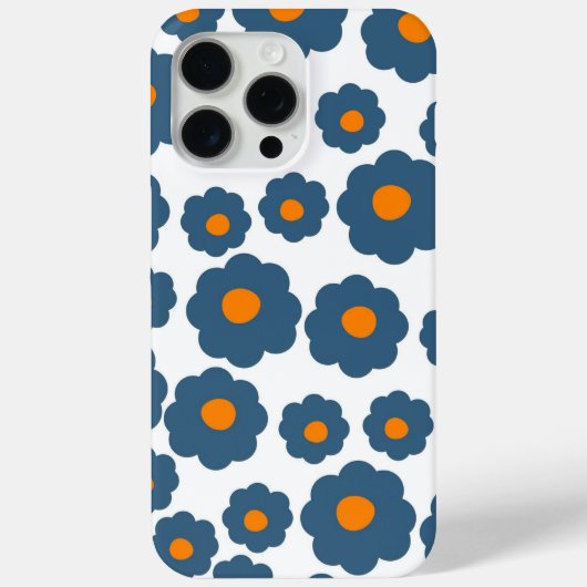 Preppy Blue Oranje Hippie Flower Pattern Case-Mate iPhone Case (Achterkant)