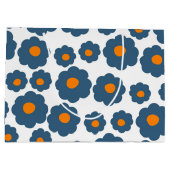 Preppy Blue Oranje Hippie Flower Pattern Groot Cadeauzakje (Achterkant)