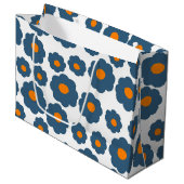 Preppy Blue Oranje Hippie Flower Pattern Groot Cadeauzakje (Voorkant Gekanteld)
