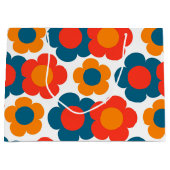 Preppy Blue Oranje Hippie Flower Pattern Groot Cadeauzakje (Voorkant)