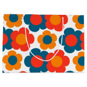 Preppy Blue Oranje Hippie Flower Pattern Groot Cadeauzakje (Achterkant)