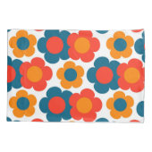 Preppy Blue Oranje Hippie Flower Pattern Kussensloop (Achterkant)