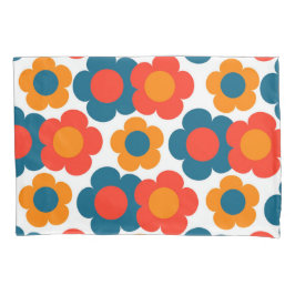 Preppy Blue Oranje Hippie Flower Pattern Kussensloop