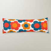 Preppy Blue Oranje Hippie Flower Pattern Lichaamskussen (Achterkant)