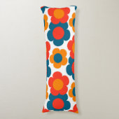 Preppy Blue Oranje Hippie Flower Pattern Lichaamskussen (Voorkant Verticaal)