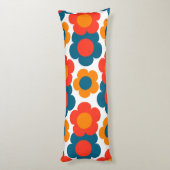 Preppy Blue Oranje Hippie Flower Pattern Lichaamskussen (Achterkant (Verticaal))