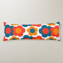 Preppy Blue Oranje Hippie Flower Pattern Lichaamskussen