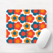 Preppy Blue Oranje Hippie Flower Pattern Muismat (Met muis)