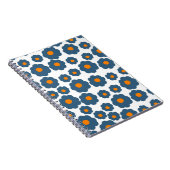 Preppy Blue Oranje Hippie Flower Pattern Notitieboek (Rechterzijde)