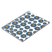 Preppy Blue Oranje Hippie Flower Pattern Notitieboek (Linkerzijde)