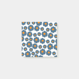 Preppy Blue Oranje Hippie Flower Pattern Post-it® Notes
