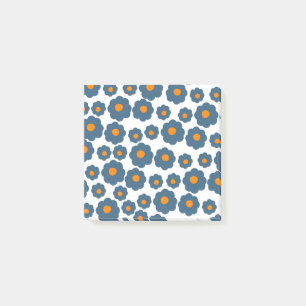 Preppy Blue Oranje Hippie Flower Pattern Post-it® Notes