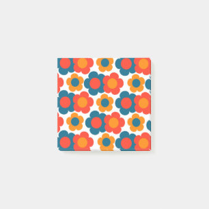 Preppy Blue Oranje Hippie Flower Pattern Post-it® Notes