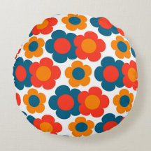 Preppy Blue Oranje Hippie Flower Pattern