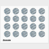 Preppy Blue Oranje Hippie Flower Pattern Ronde Sticker (Vel)